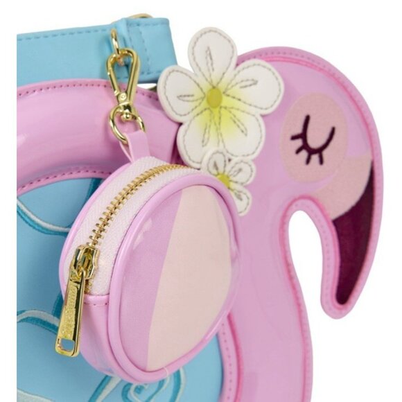 Loungefly Flamingo Pool Float Figural Crossbody Bag W Coin Purse NWT - Picture 4 of 5